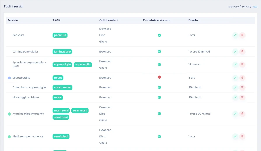 Inserisci i tuoi servizi
