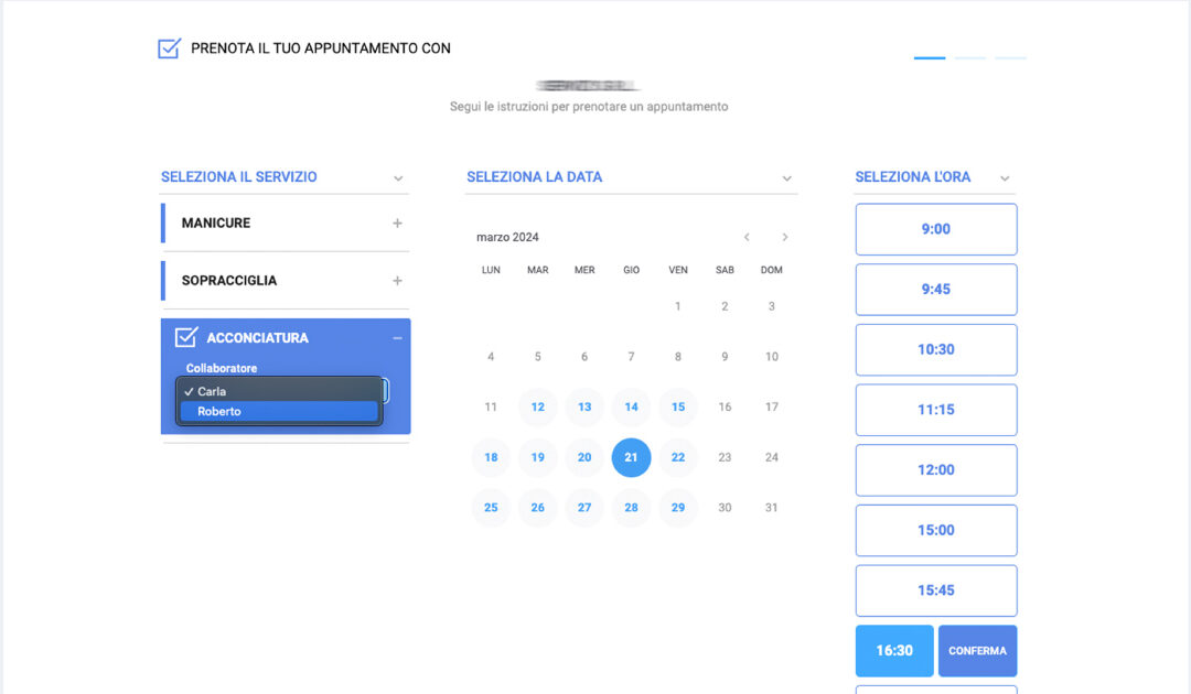 Come si imposta la pagina di prenotazione?