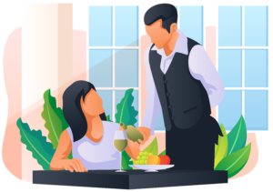Illustrazione cliente ristorante